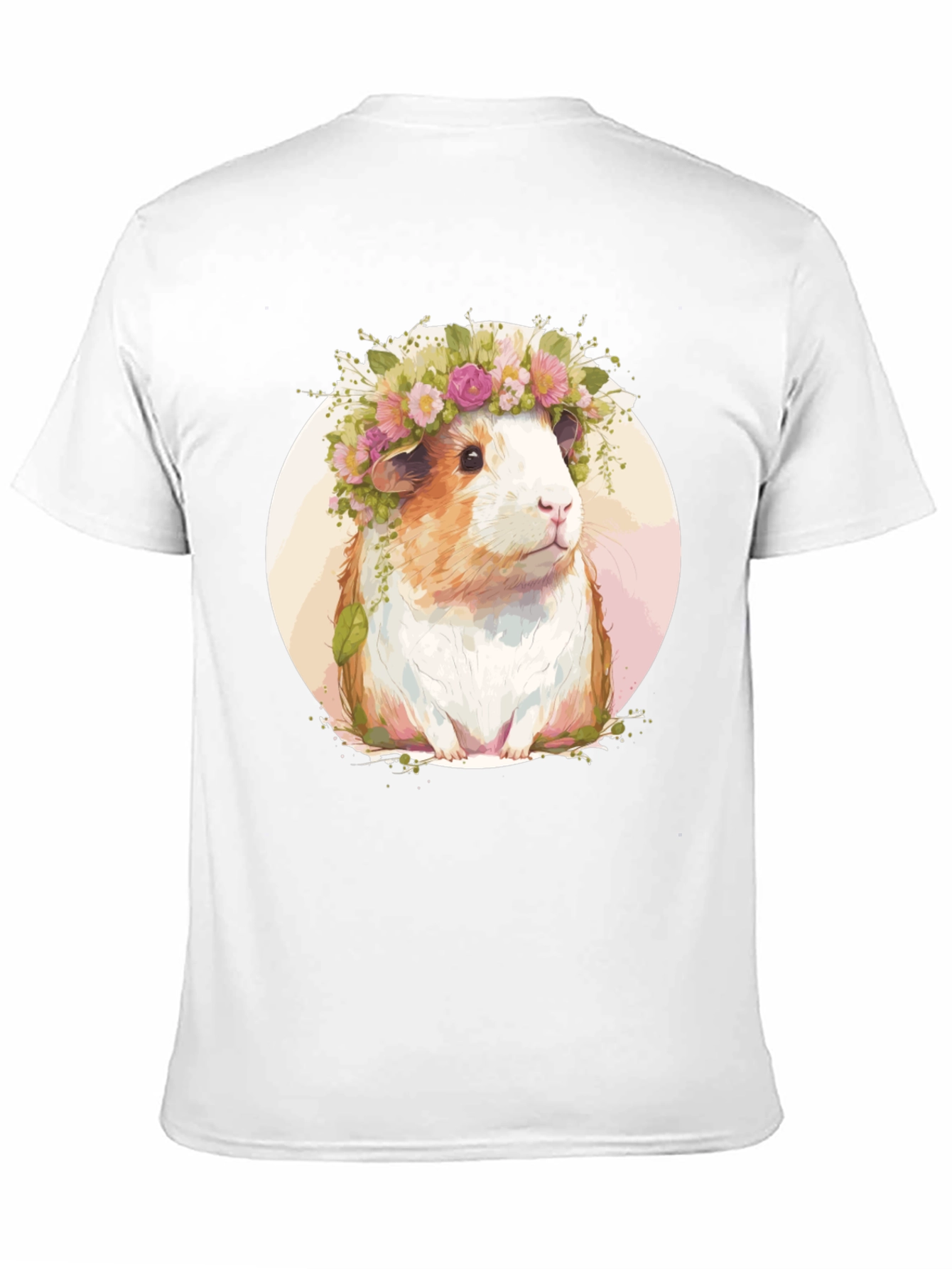 Guinea Pig Floral Crown Black T-Shirt