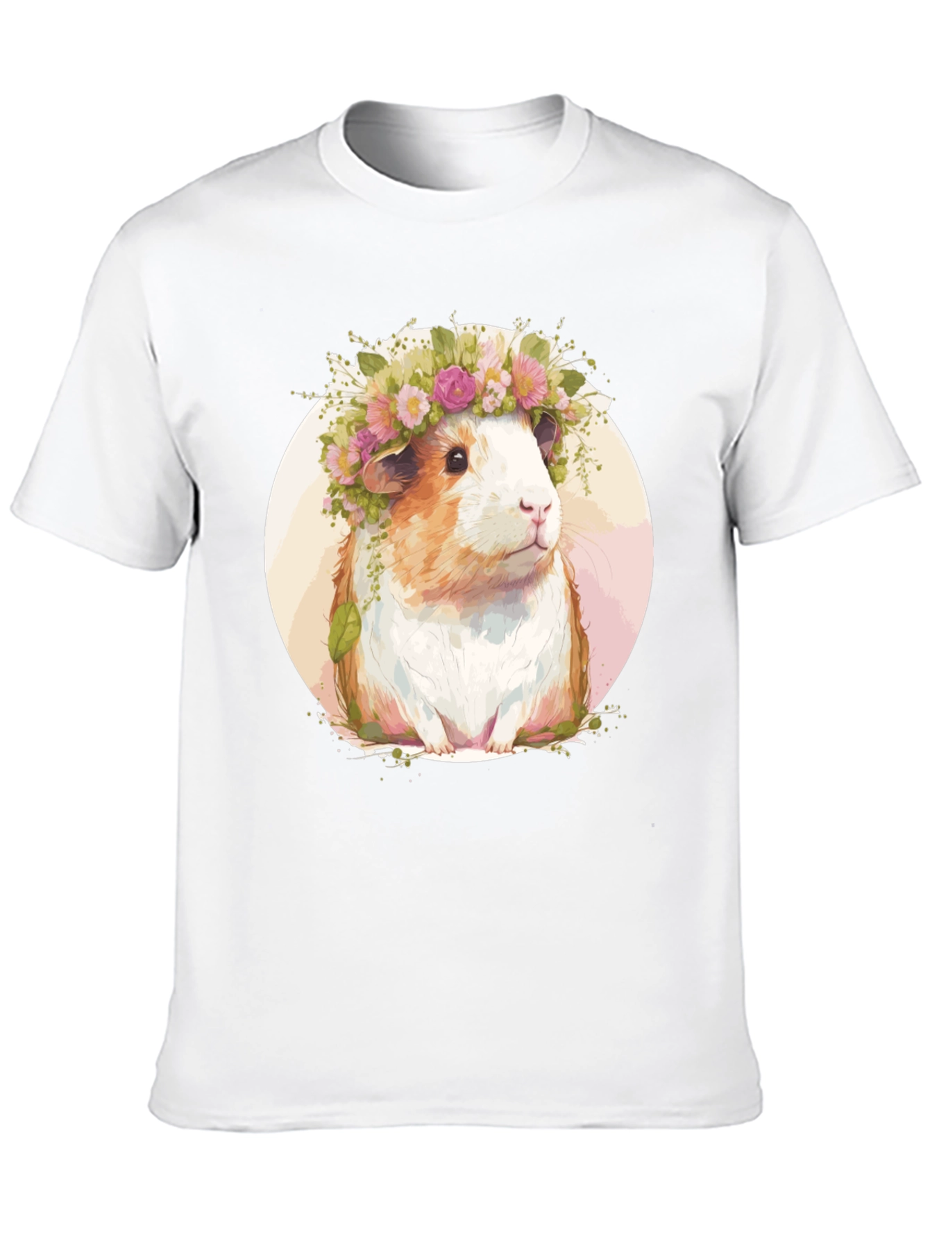 Guinea Pig Floral Crown Black T-Shirt