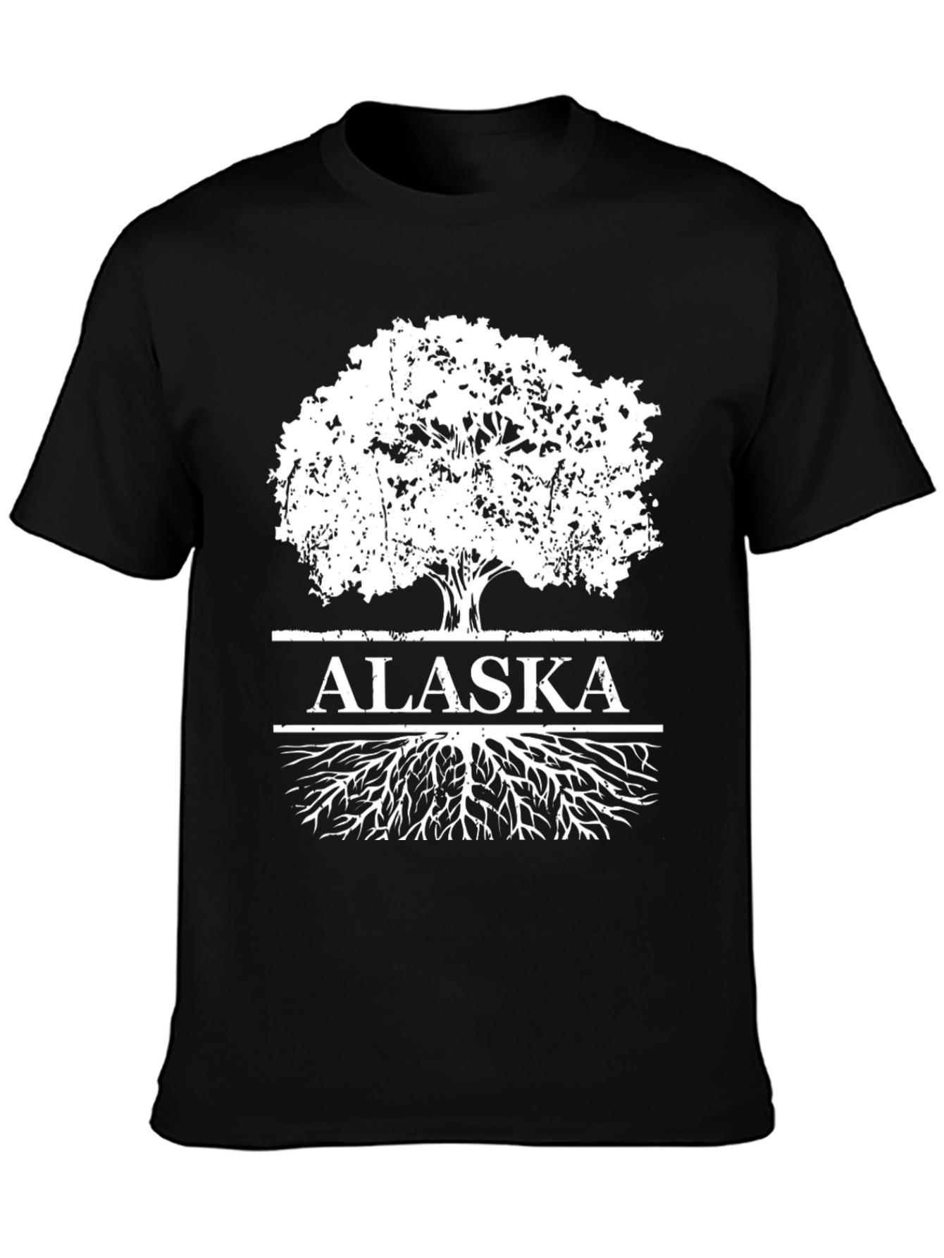 Alaska Tree Roots Graphic Print Black T-Shirt