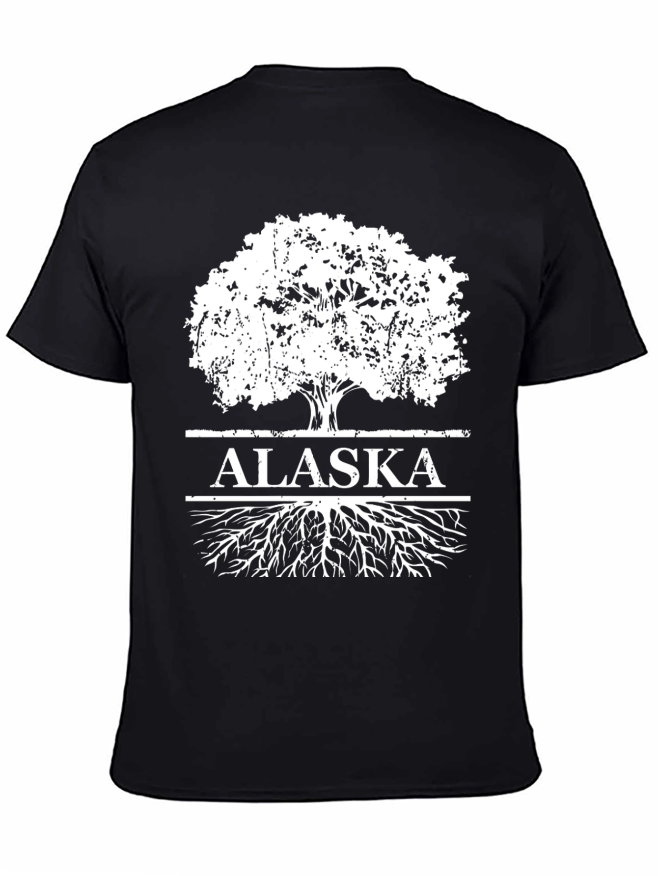 Alaska Tree Roots Graphic Print Black T-Shirt