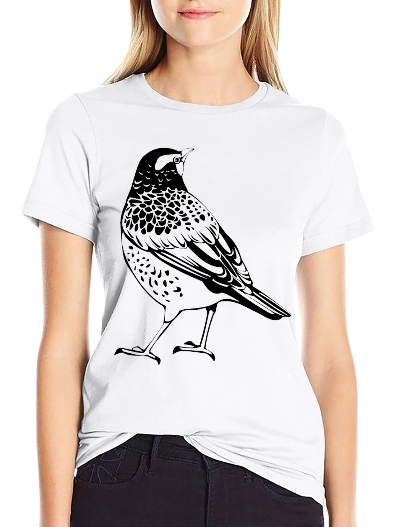 Bird Graphic Tee - Mens Black Crew Neck T-Shirt