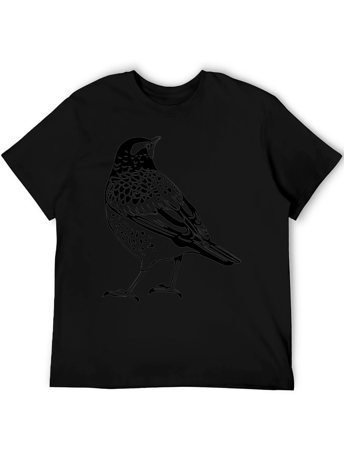 Bird Graphic Tee - Mens Black Crew Neck T-Shirt
