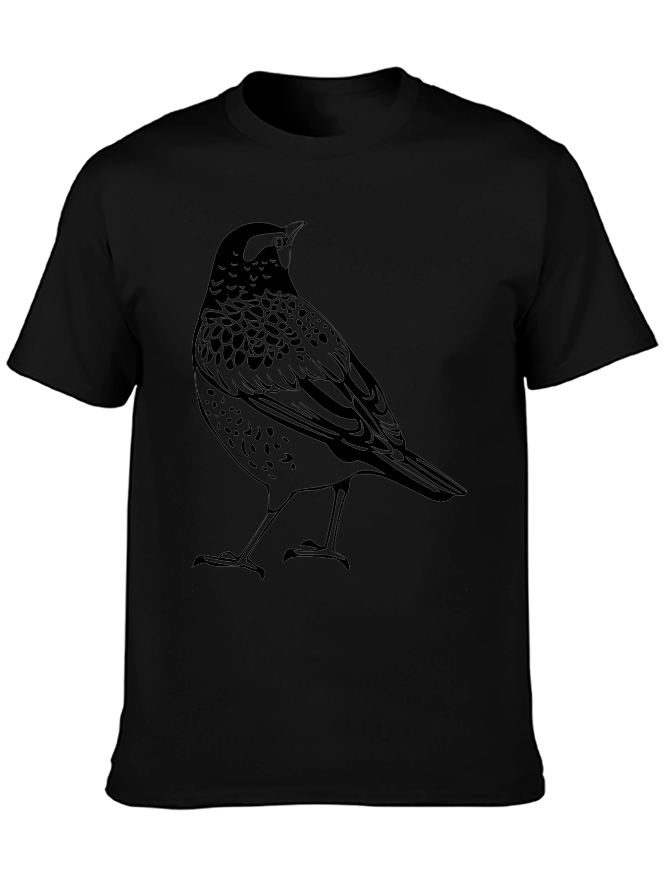 Bird Graphic Tee - Mens Black Crew Neck T-Shirt