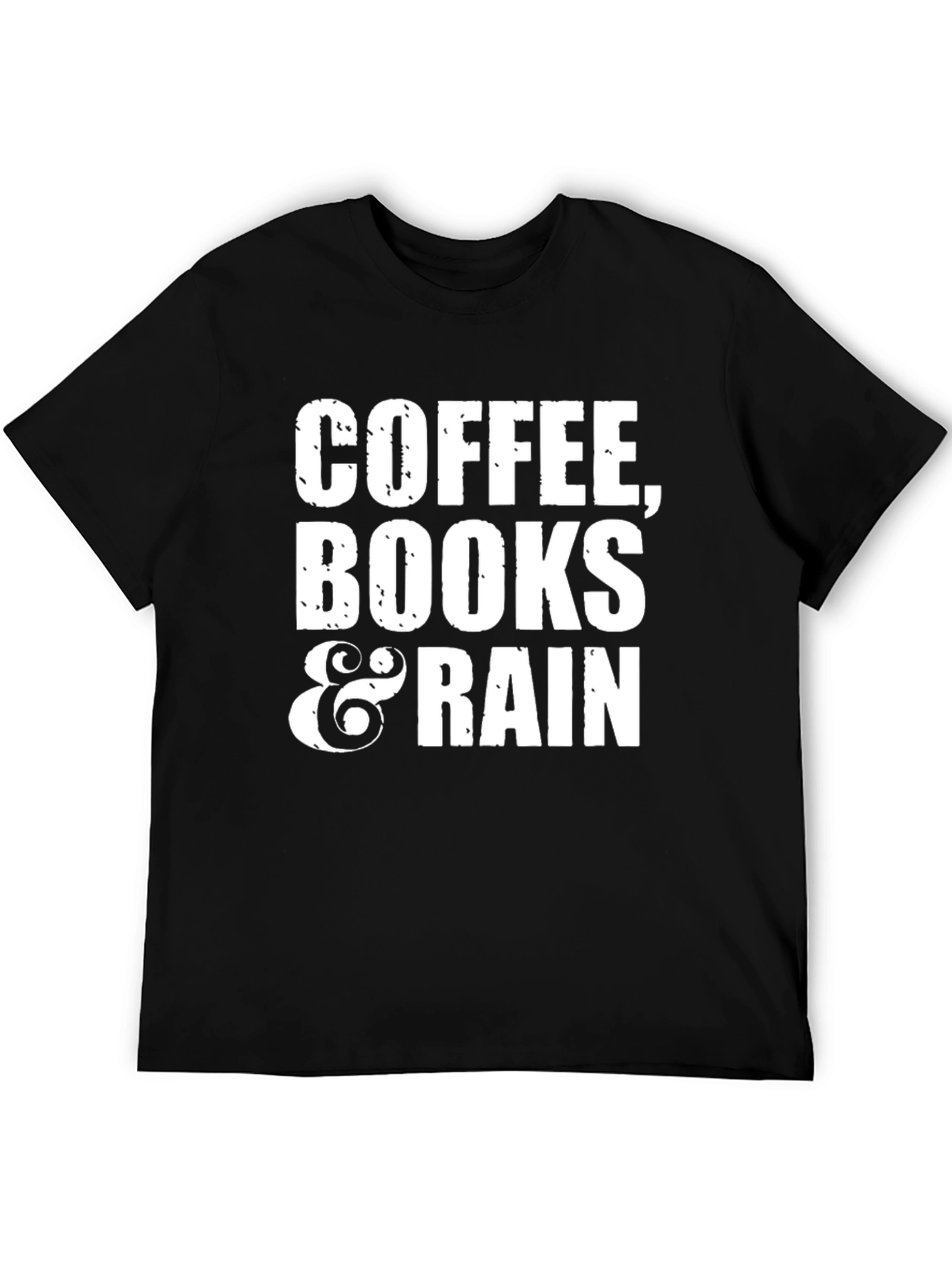 Coffee Books & Rain Black T-Shirt
