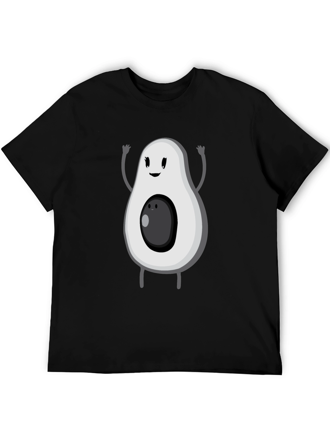 Funny Avocado Cartoon Graphic Tee - Black T-Shirt