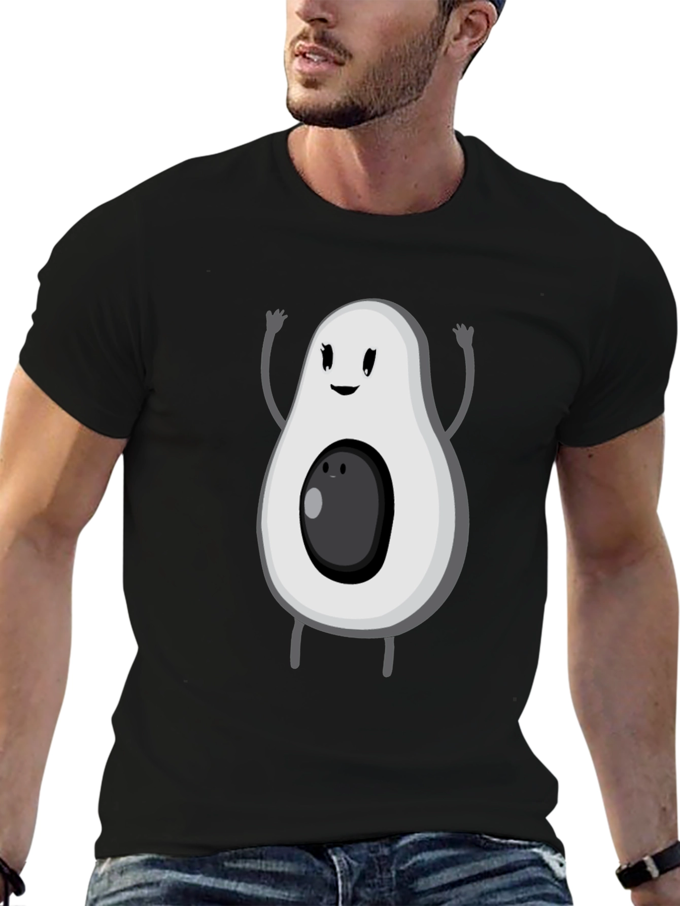 Funny Avocado Cartoon Graphic Tee - Black T-Shirt