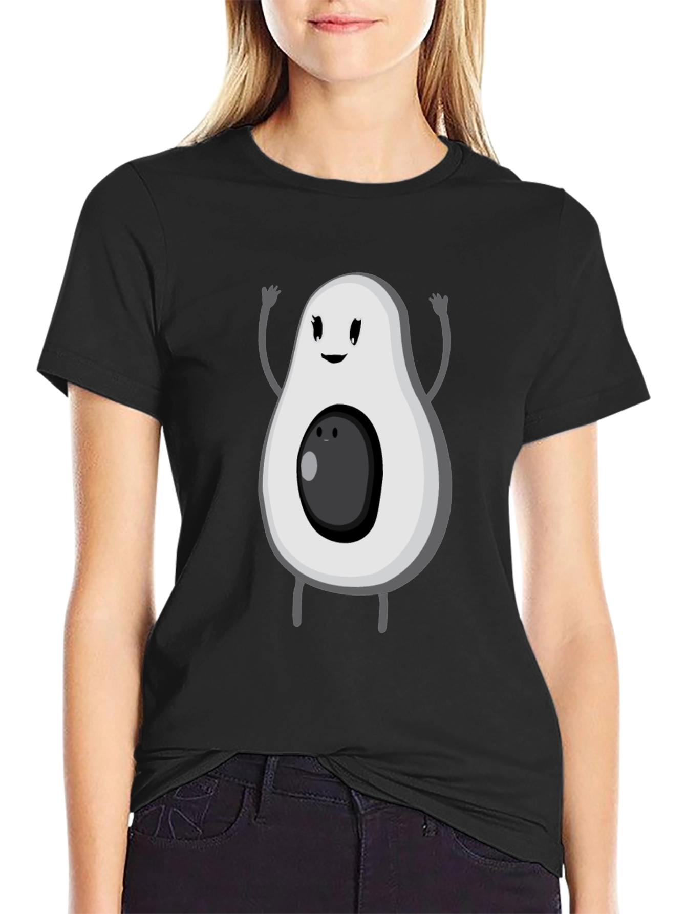 Funny Avocado Cartoon Graphic Tee - Black T-Shirt