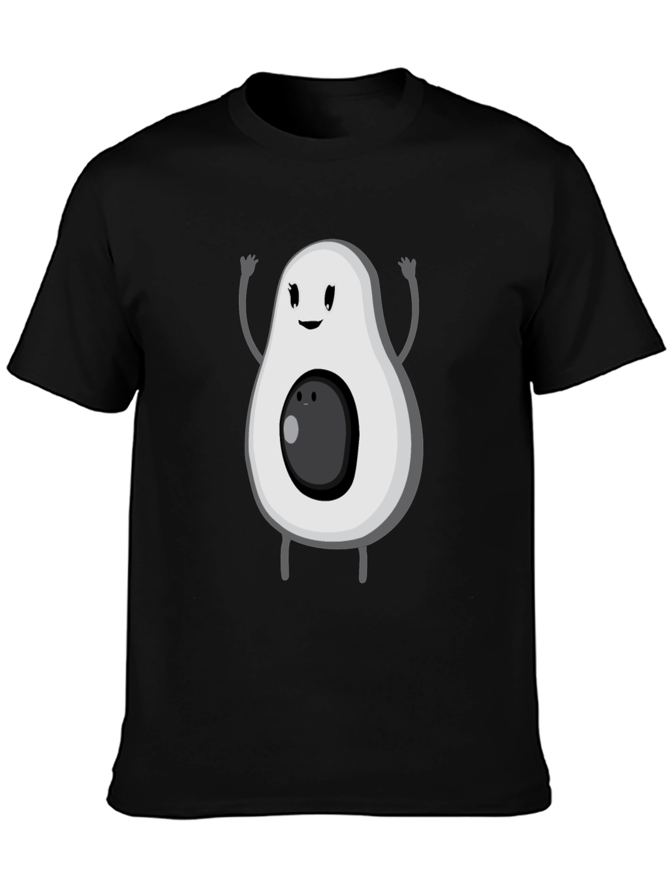Funny Avocado Cartoon Graphic Tee - Black T-Shirt