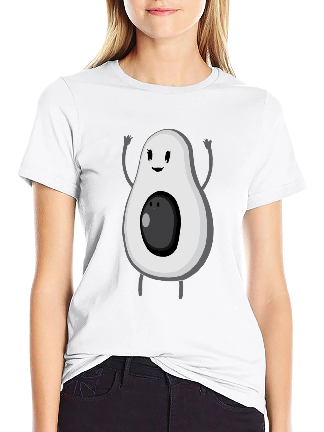 Funny Avocado Cartoon Graphic Tee - Black T-Shirt