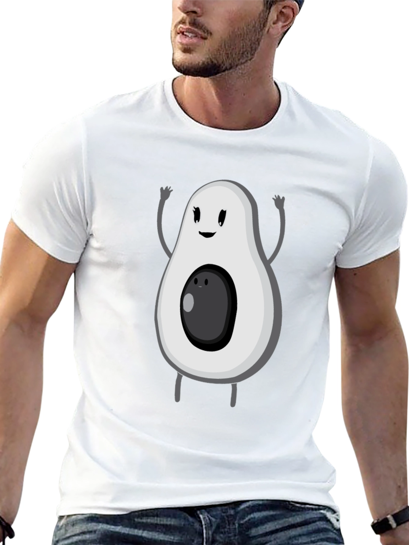 Funny Avocado Cartoon Graphic Tee - Black T-Shirt