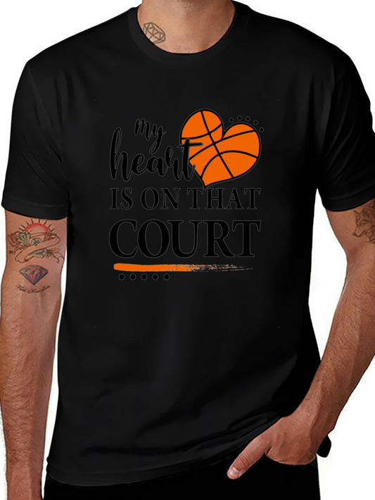 Basketball Heart Graphic T-Shirt - My Heart is on That Court