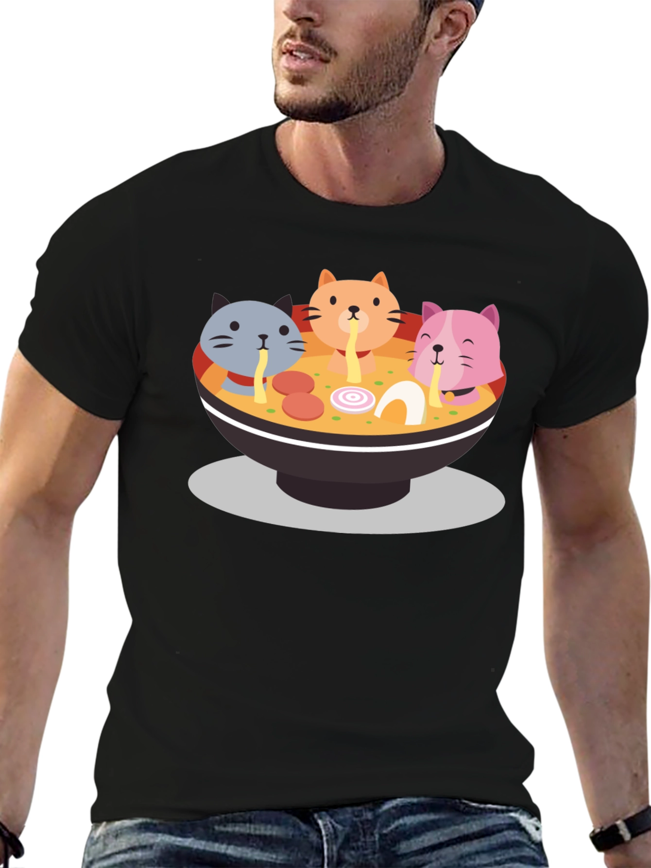 Cat Ramen Graphic Tee - Fun & Unique T-Shirt