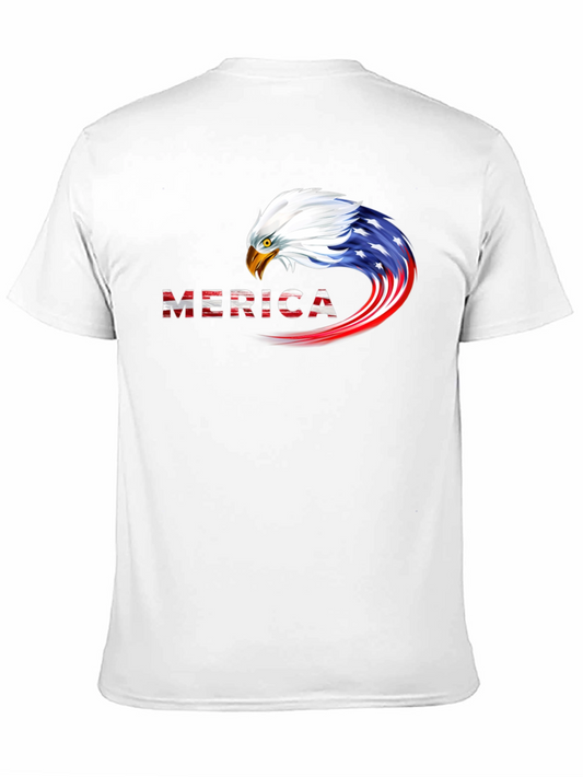 Patriotic Eagle Merica Graphic T-Shirt - Black