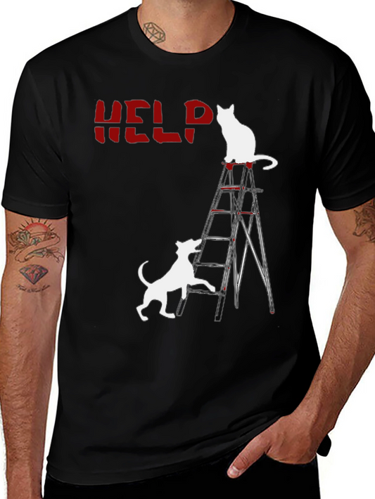 Funny Cat & Dog HELP T-Shirt