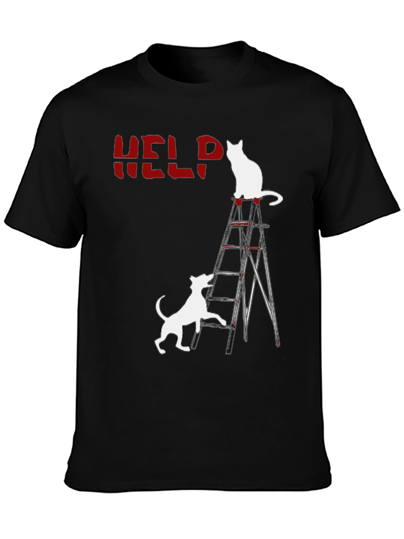 Funny Cat & Dog HELP T-Shirt