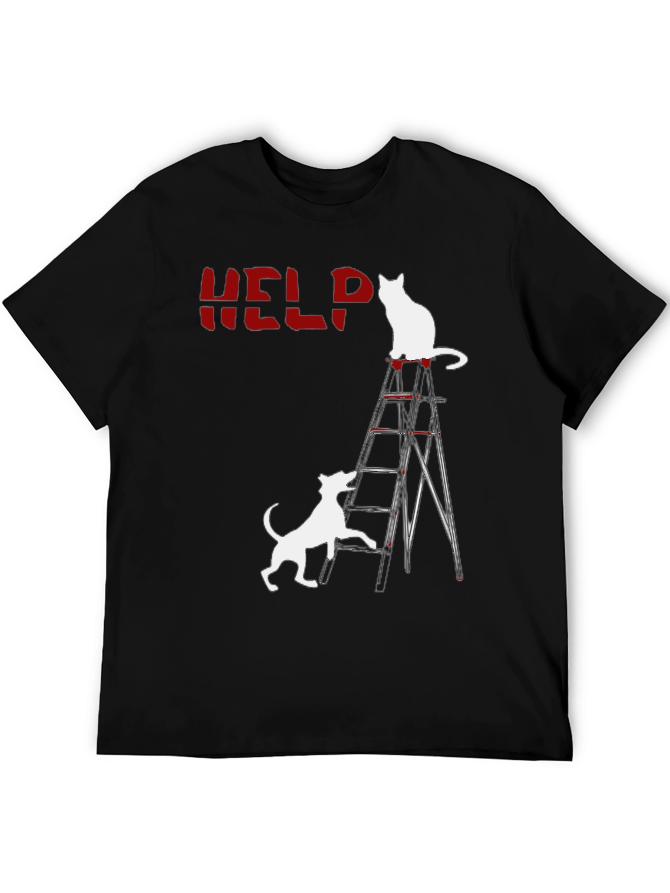 Funny Cat & Dog HELP T-Shirt