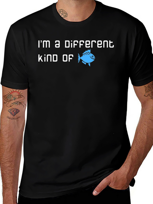 Unique Different Kind of Fish Graphic Tee - Black Cotton Blend