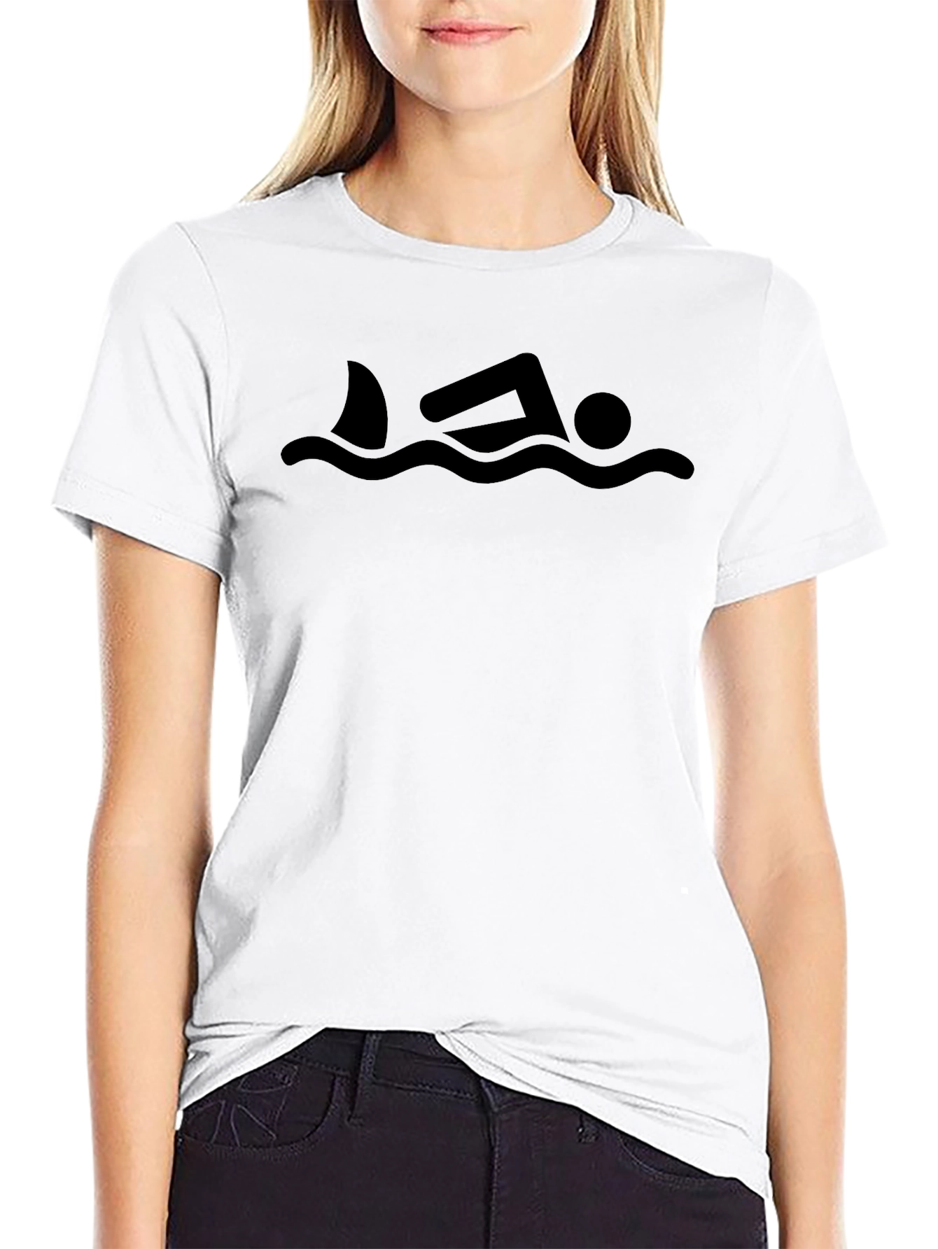 Shark Swimmer Black T-Shirt