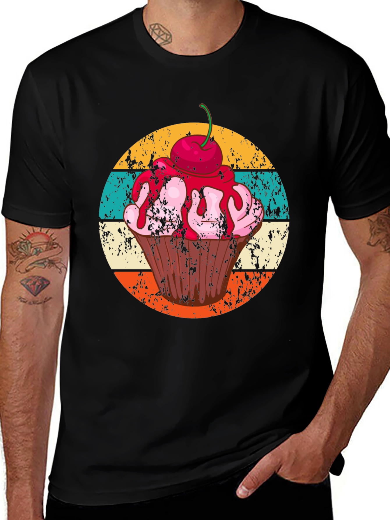Retro Cupcake Graphic T-Shirt