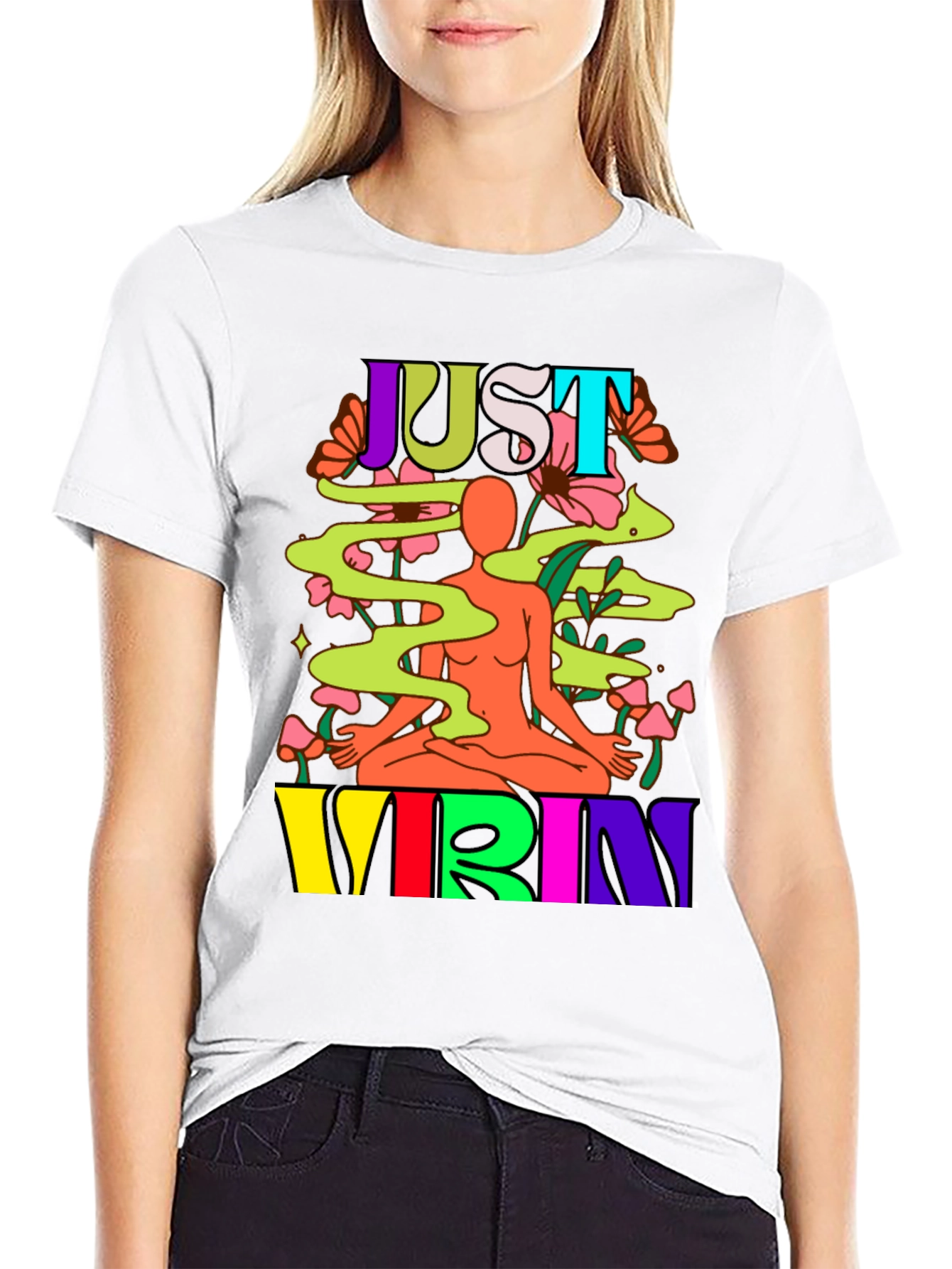Just Vibin Graphic Tee - Black