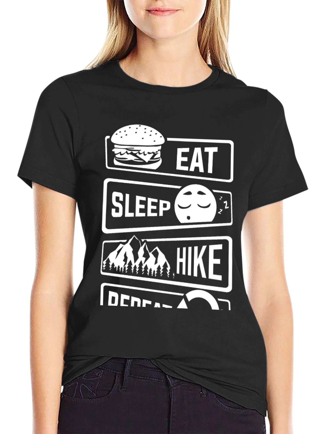 Eat Sleep Hike Repeat Black T-Shirt