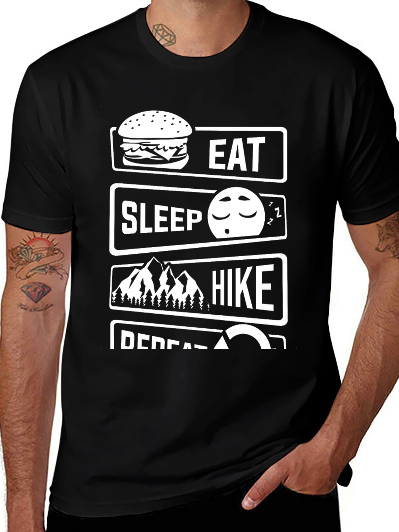 Eat Sleep Hike Repeat Black T-Shirt