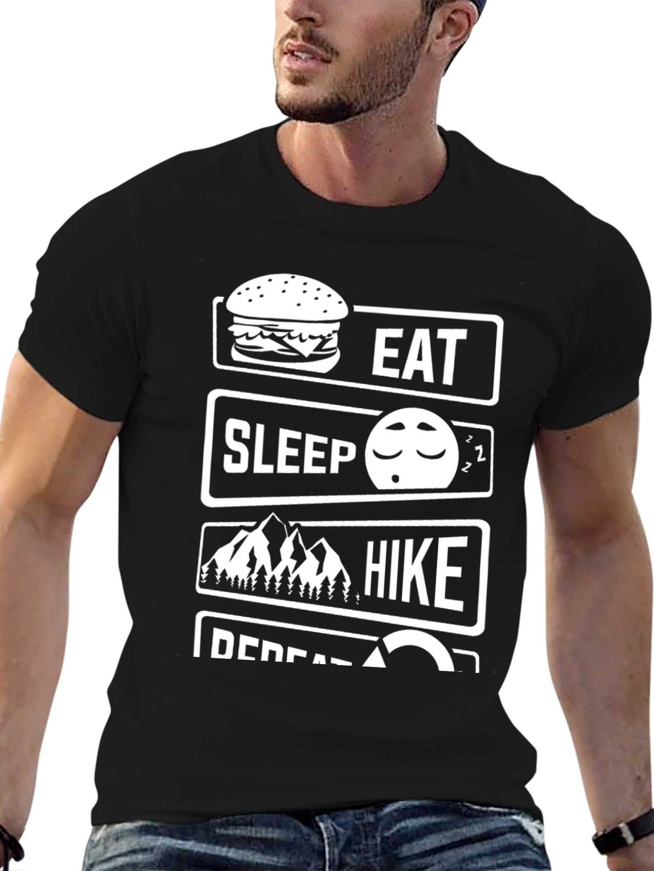 Eat Sleep Hike Repeat Black T-Shirt