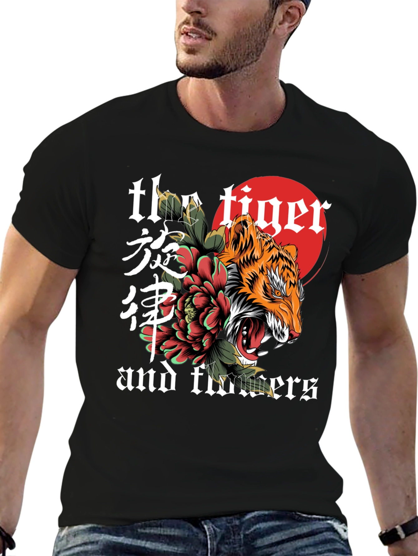 Tiger and Flowers Graphic Tee - Unique Design