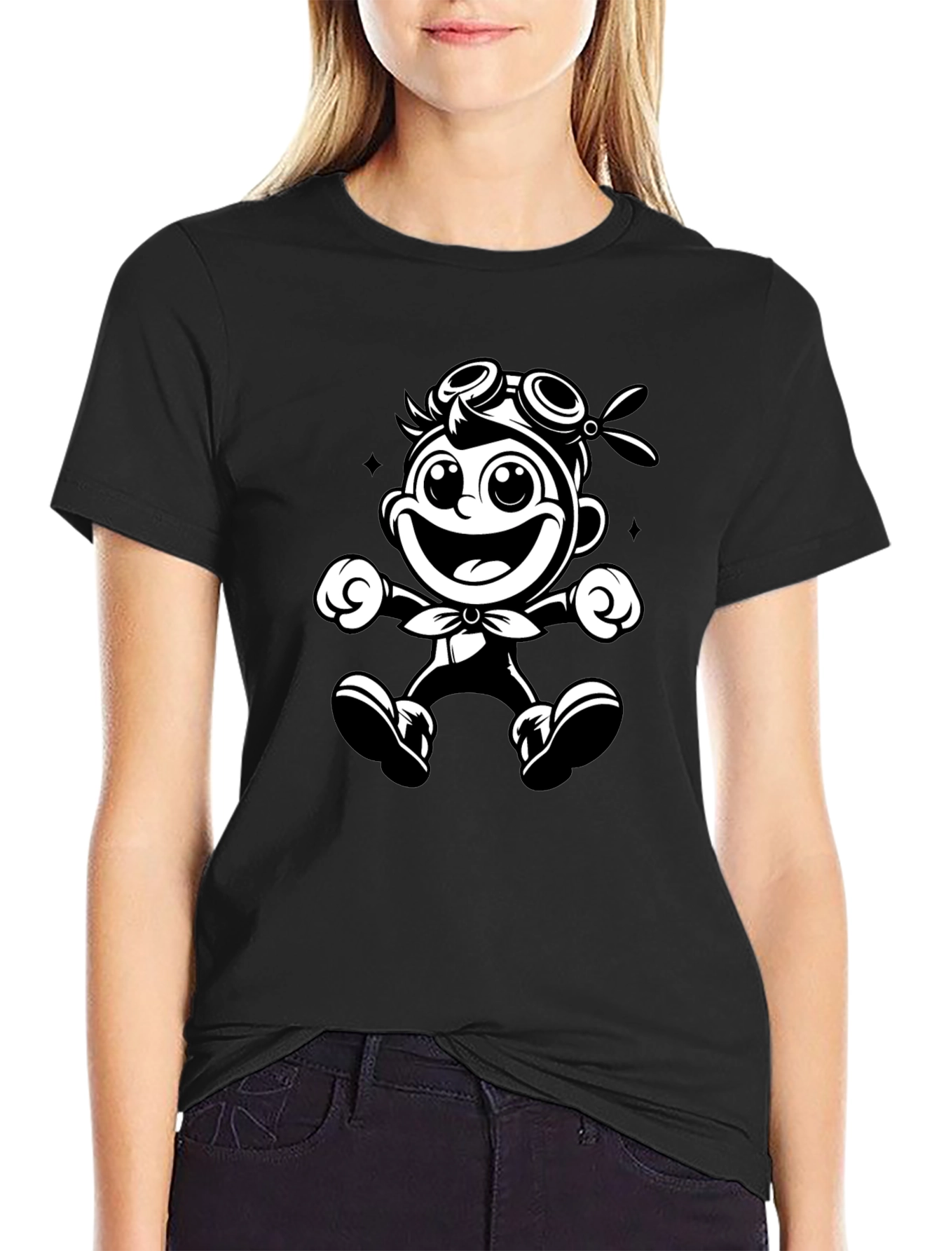 Cartoon Character Black T-Shirt