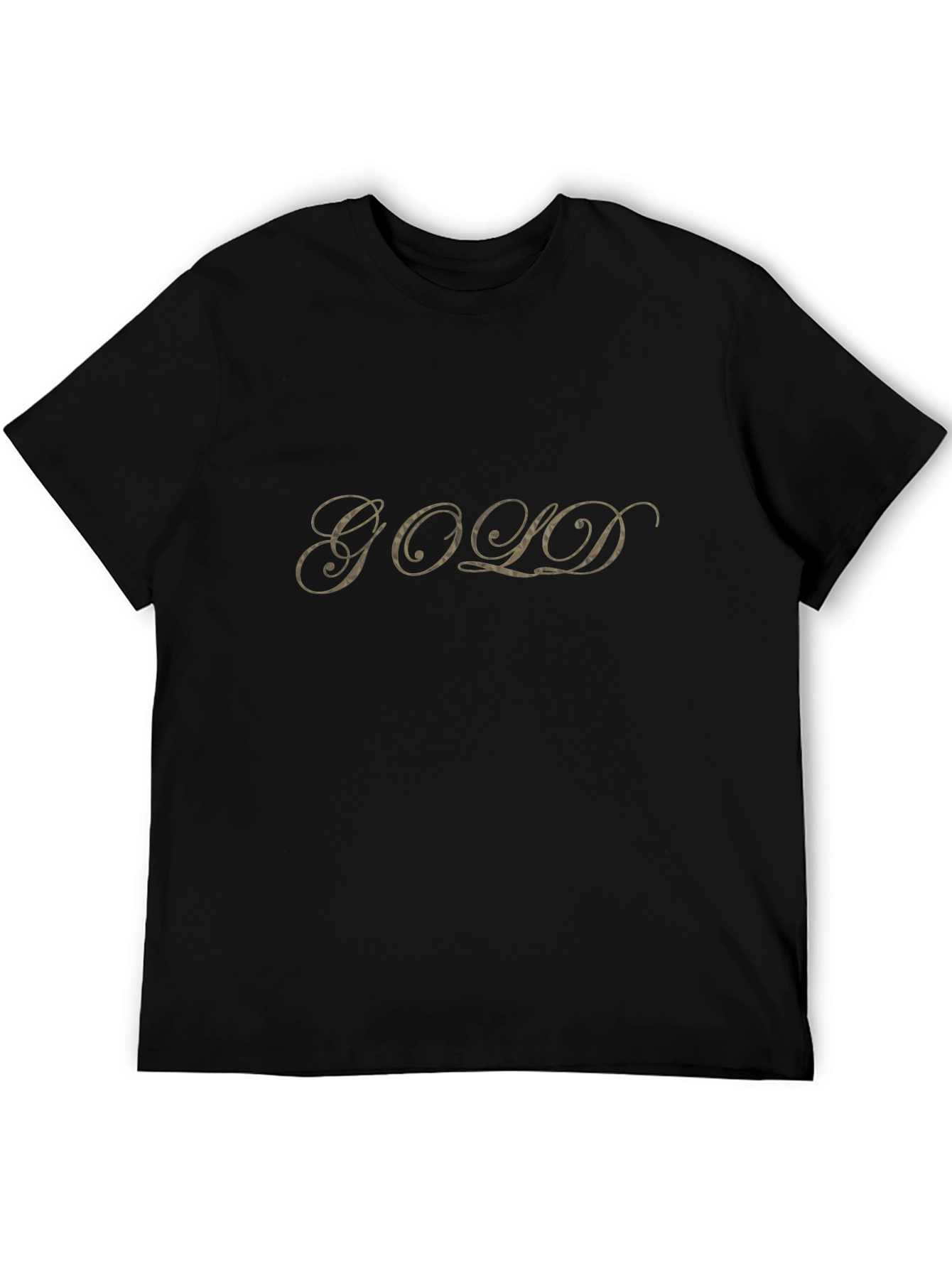 Gold Lettered Graphic Black T-Shirt