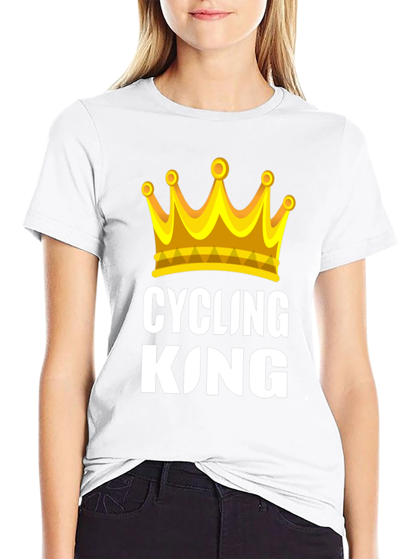 Cycling King T-Shirt - Golden Crown Design