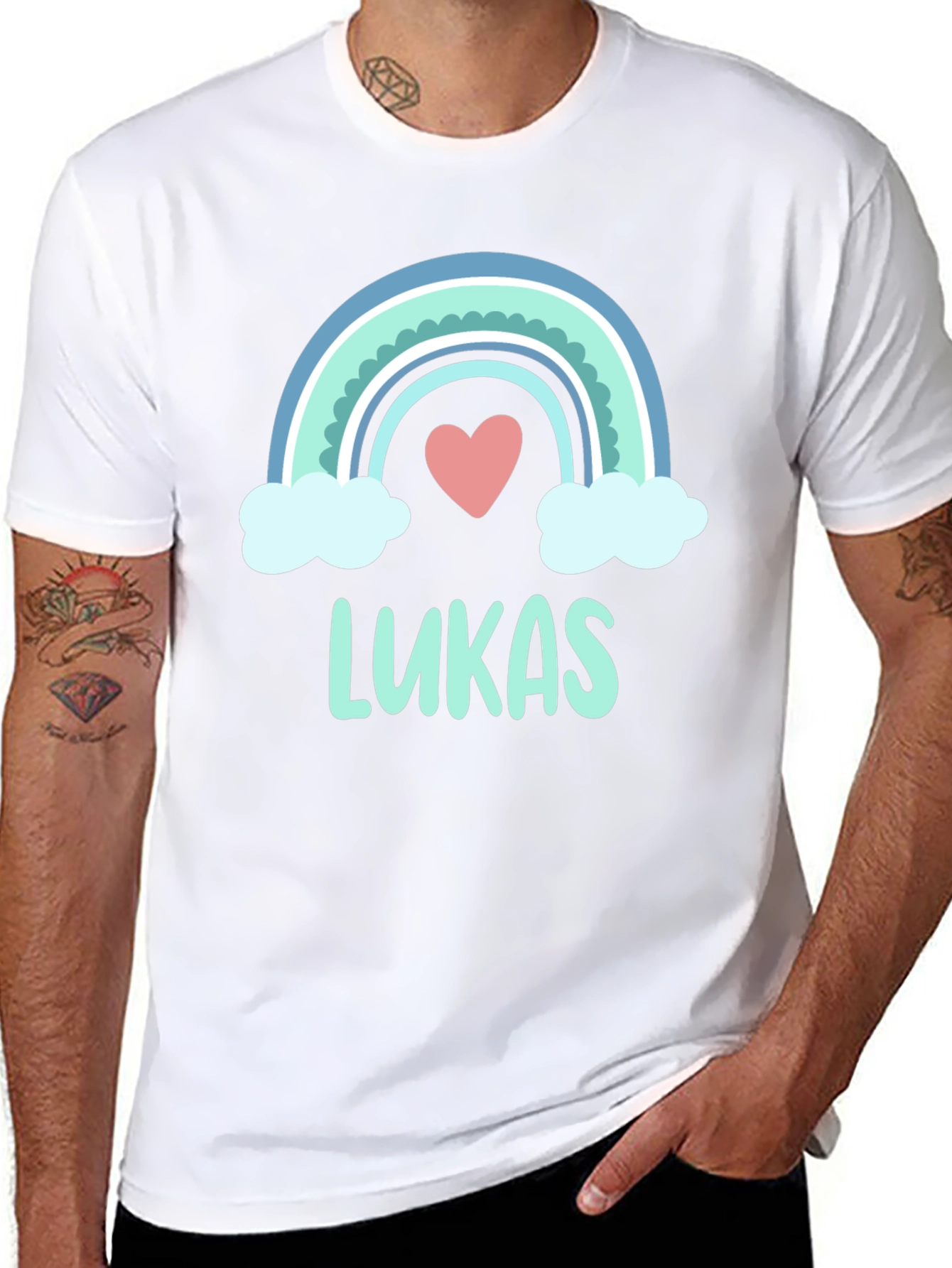 Lukas Rainbow Heart Custom T-Shirt