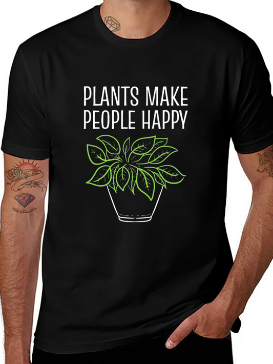 Plants Make People Happy Graphic Tee - Black