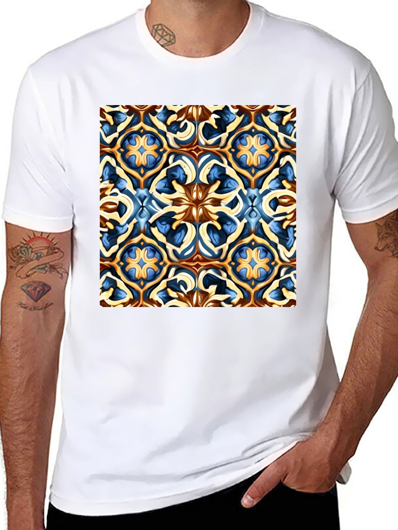 Artistic Patterned Black T-Shirt