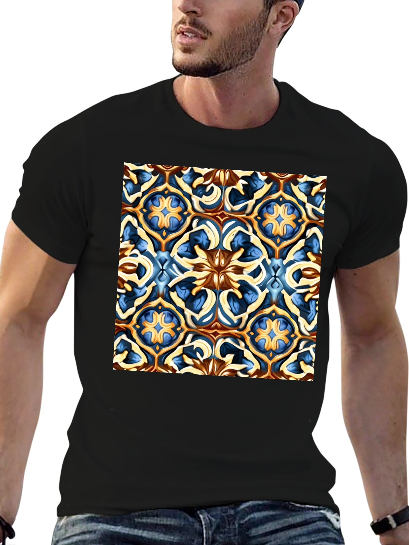 Artistic Patterned Black T-Shirt
