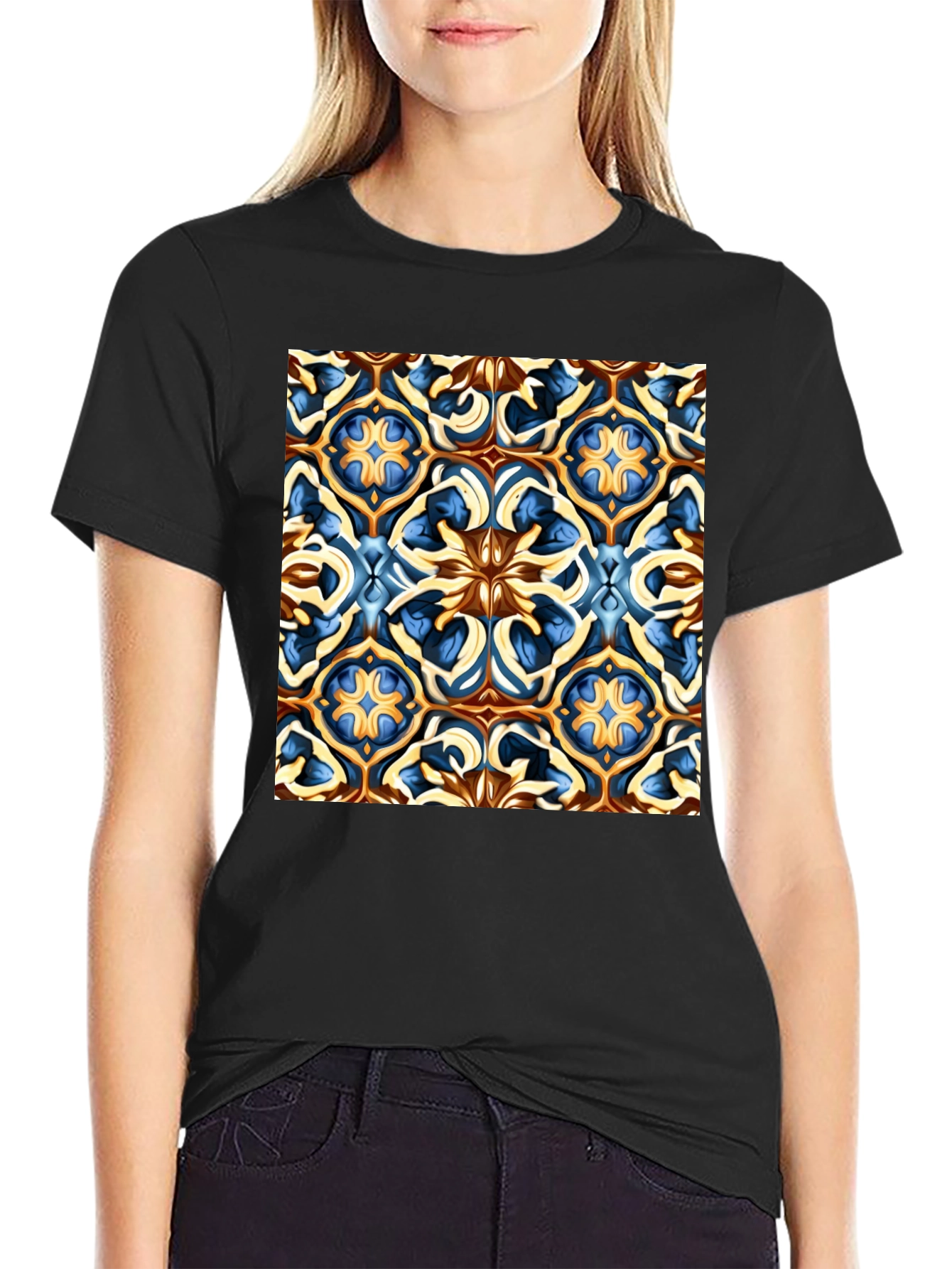 Artistic Patterned Black T-Shirt
