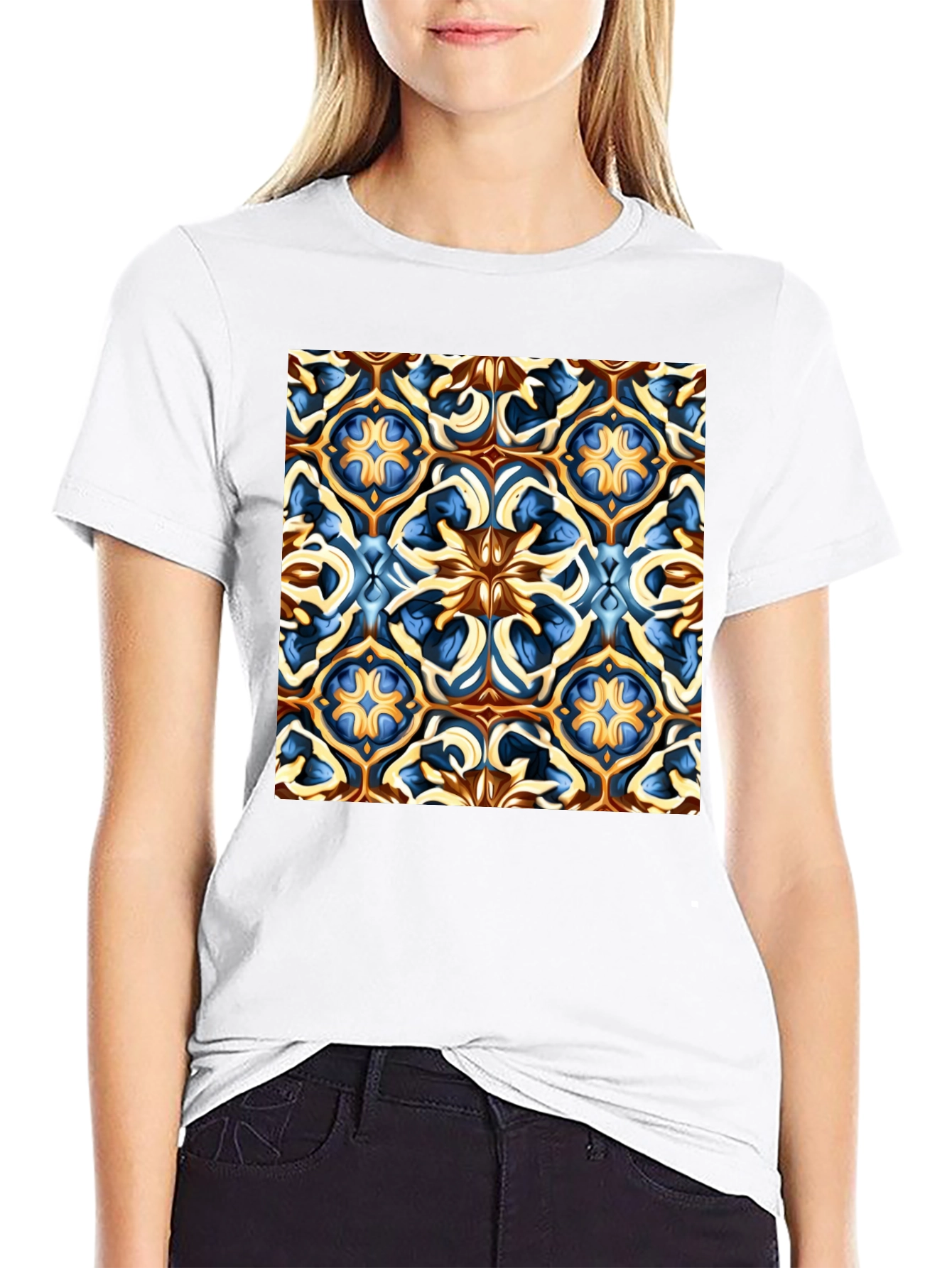 Artistic Patterned Black T-Shirt