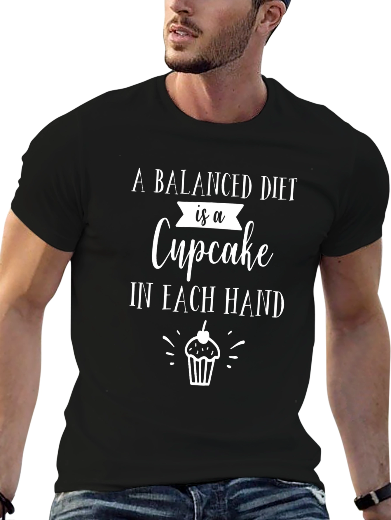 Balanced Diet Cupcake Graphic T-Shirt