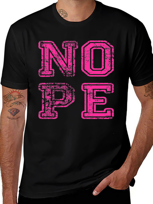 Nope Graphic Tee - Distressed Pink Print