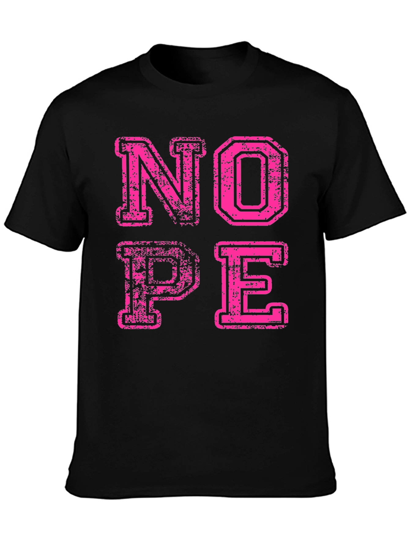 Nope Graphic Tee - Distressed Pink Print