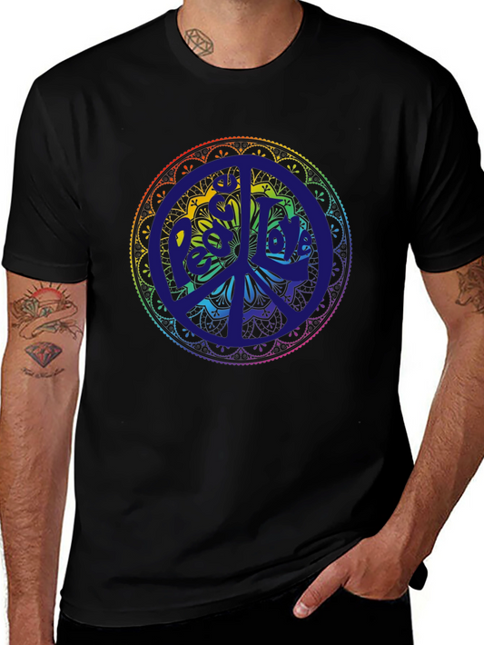 Peace Mandala T-Shirt - Rainbow Design