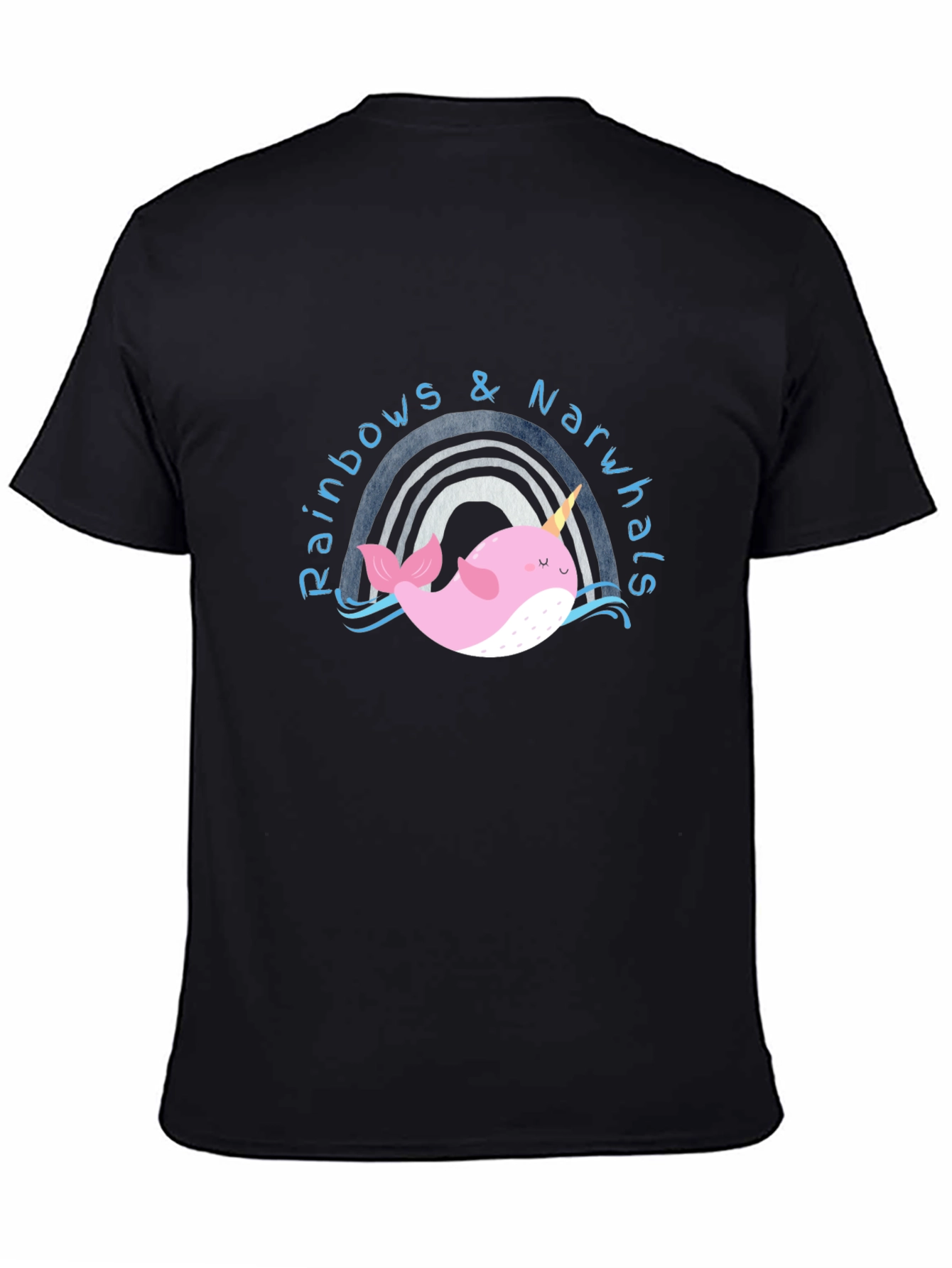 Rainbows & Narwhals Graphic Tee - Black Cotton Blend