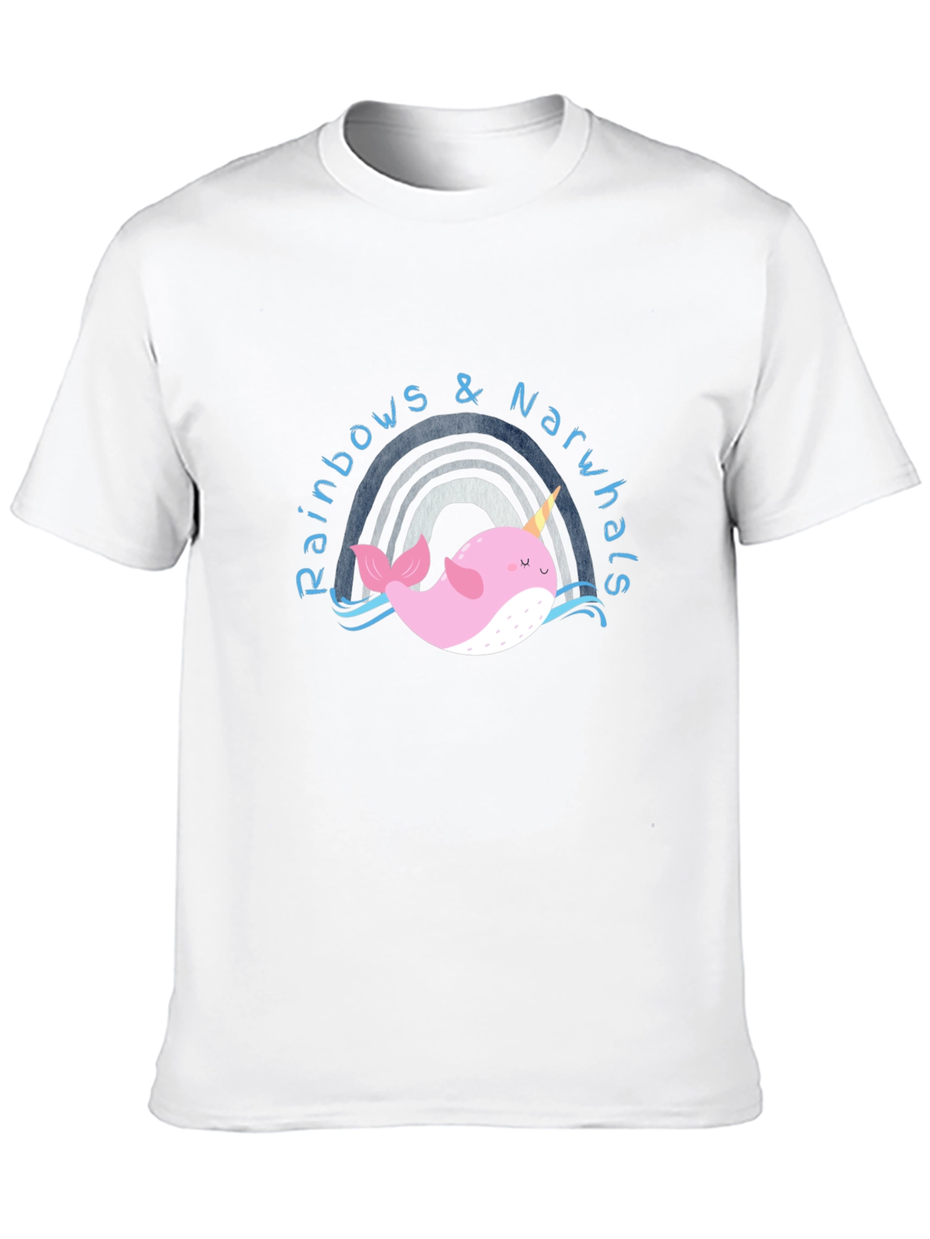 Rainbows & Narwhals Graphic Tee - Black Cotton Blend