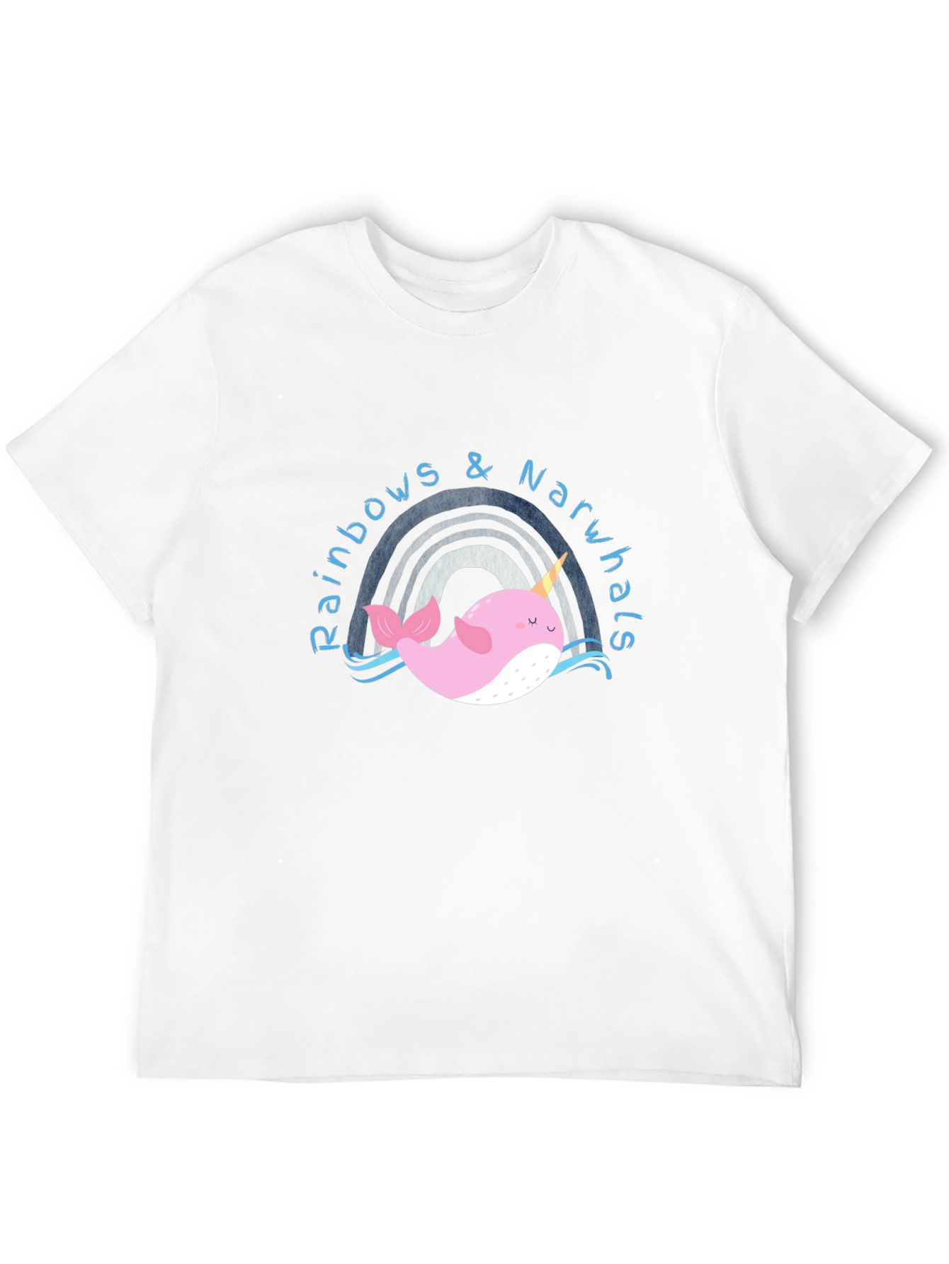 Rainbows & Narwhals Graphic Tee - Black Cotton Blend
