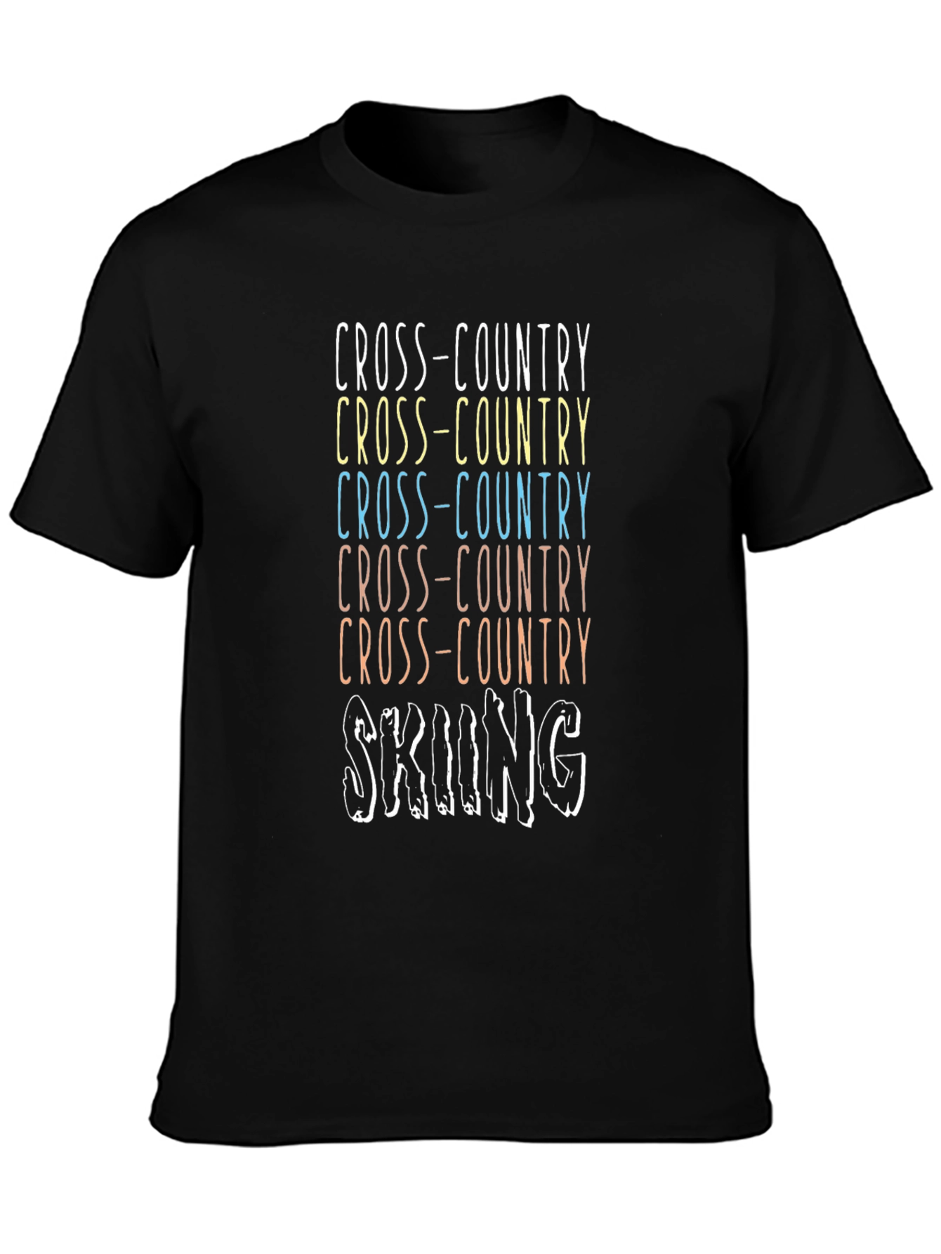 Cross-Country Skiing Graphic Tee - Black