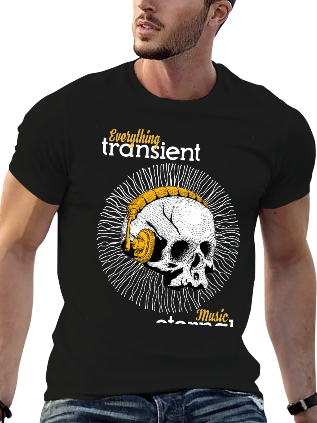 Skull & Headphones Graphic T-Shirt - Music Forever!