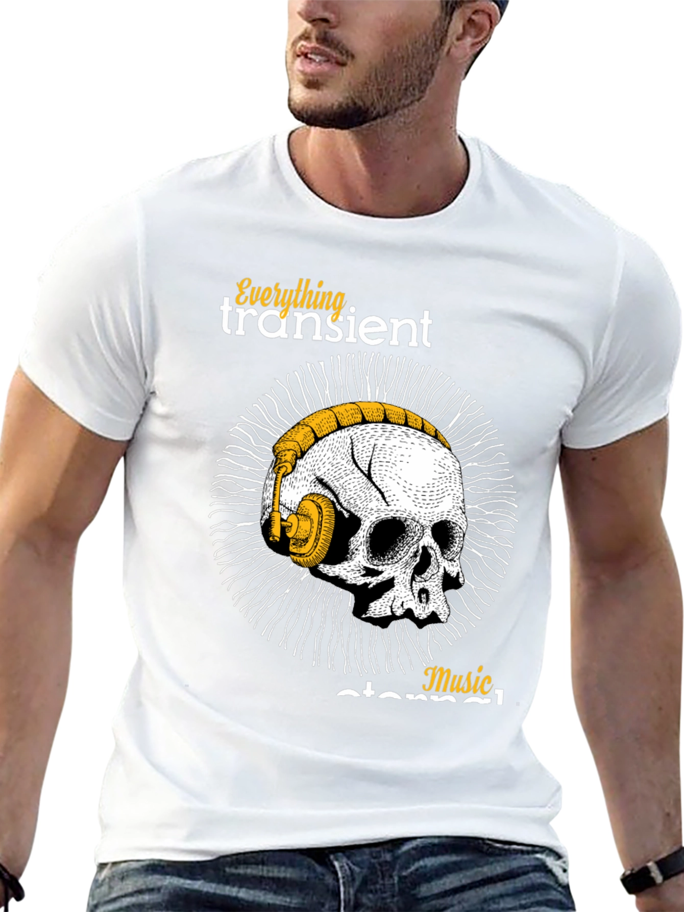 Skull & Headphones Graphic T-Shirt - Music Forever!
