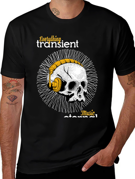 Skull & Headphones Graphic T-Shirt - Music Forever!