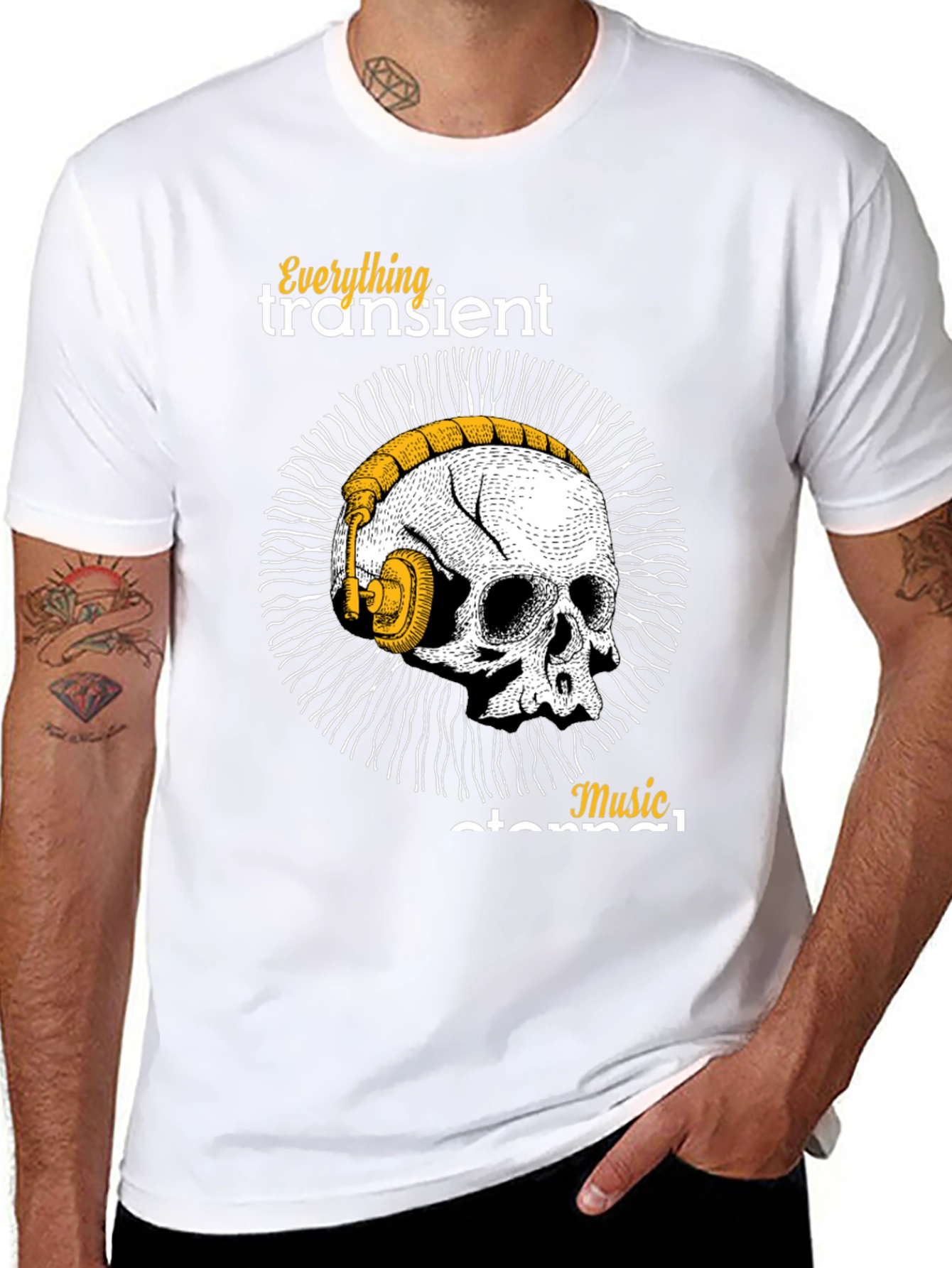 Skull & Headphones Graphic T-Shirt - Music Forever!
