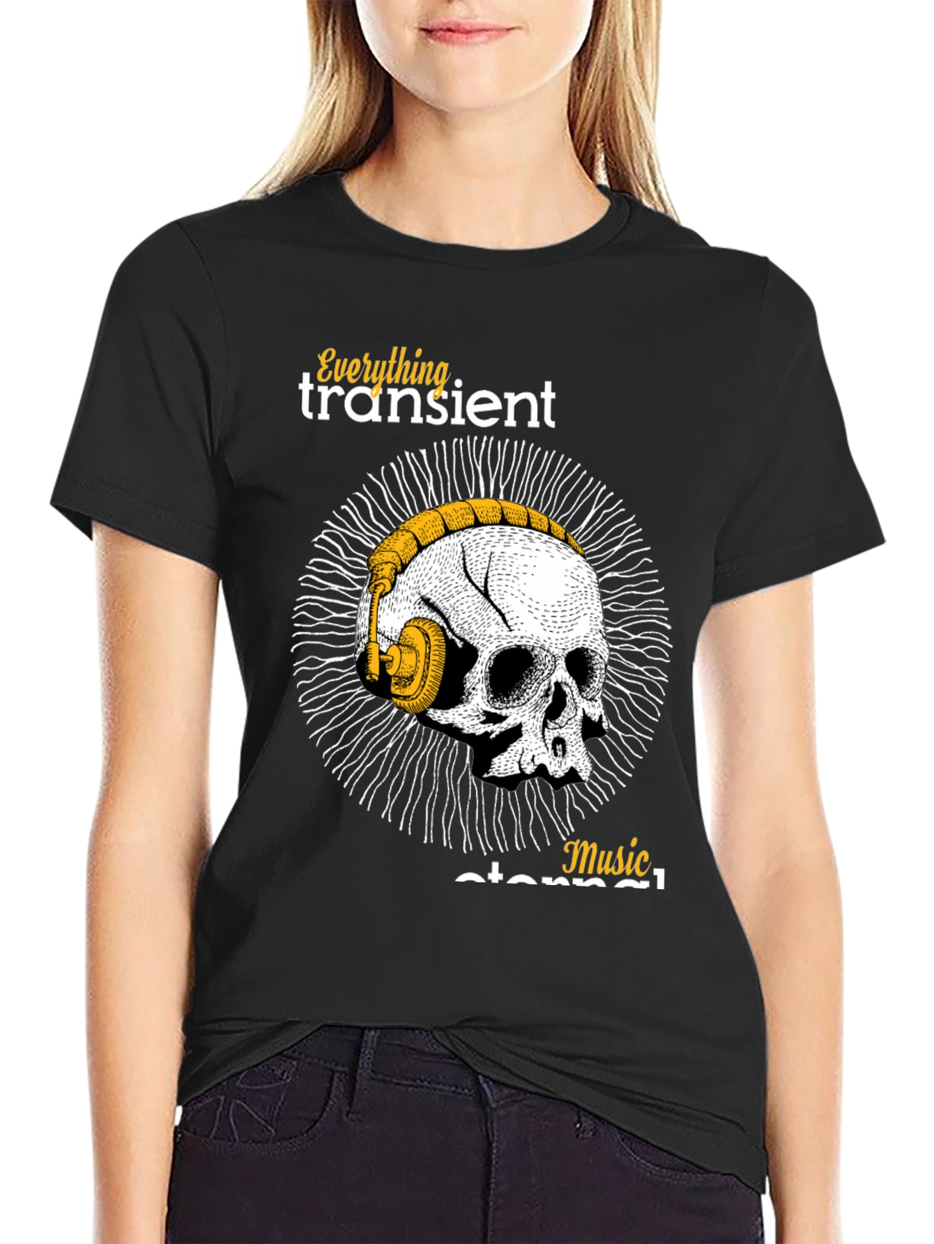Skull & Headphones Graphic T-Shirt - Music Forever!